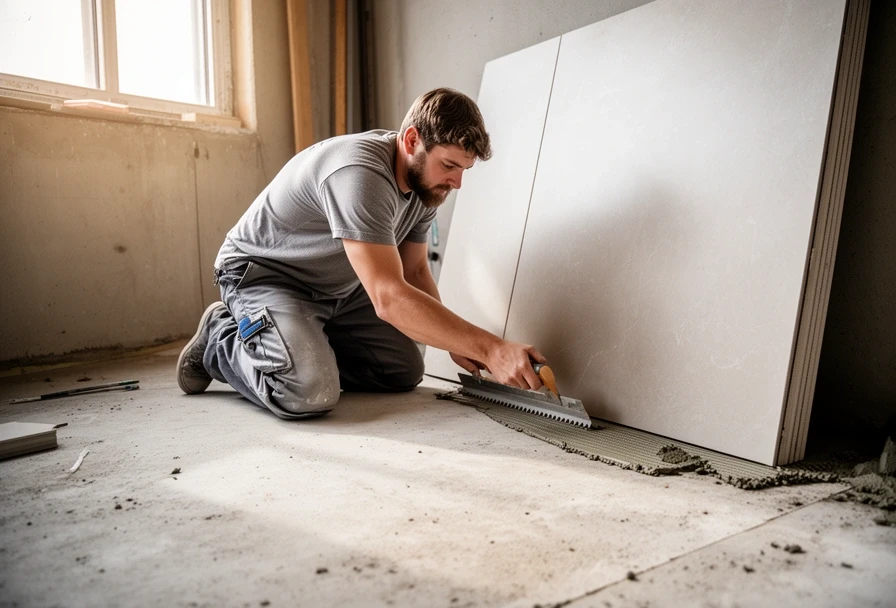 タイル施工作業